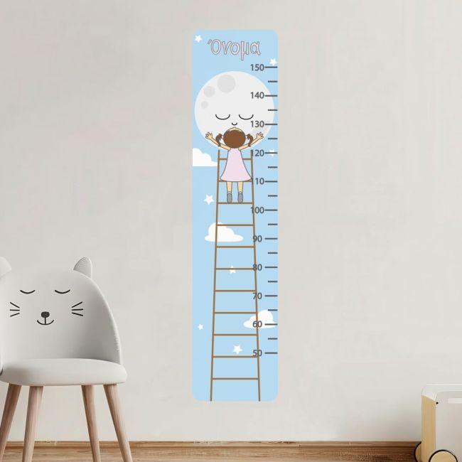 Wall stickers height measure Moon and girl
