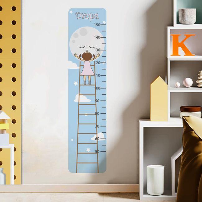 Wall stickers height measure Moon and girl