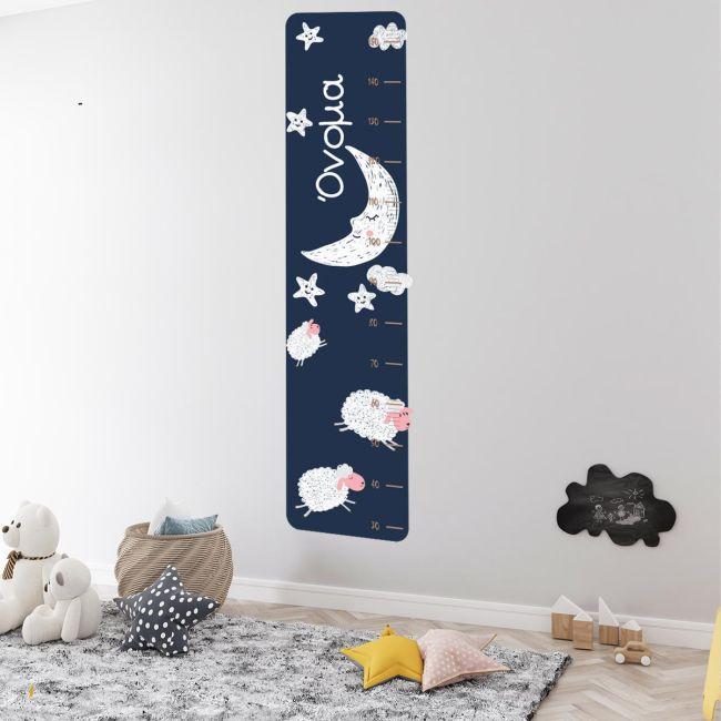 Wall stickers height measure, Sheeps, moon, stars with name