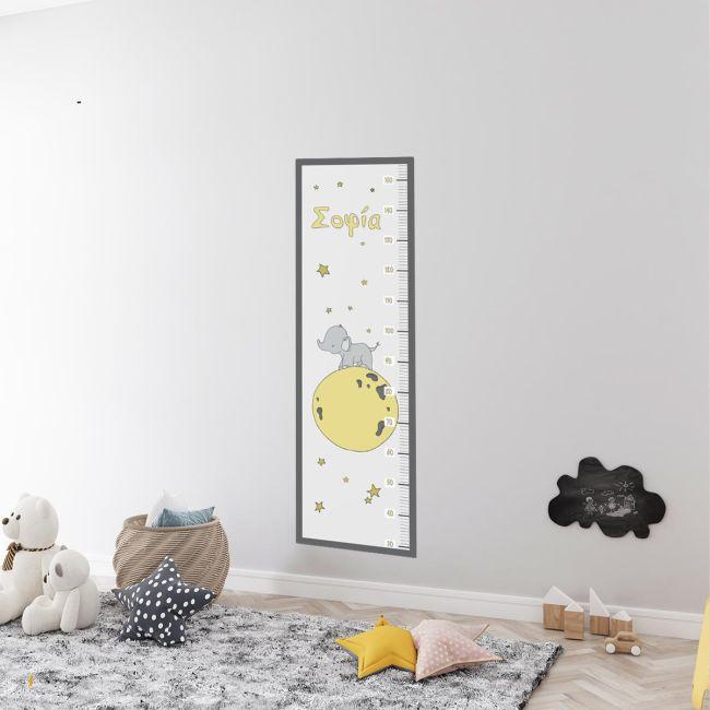 Wall stickers height measure Elephant on the moon