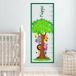 Wall stickers height measure Tree animals