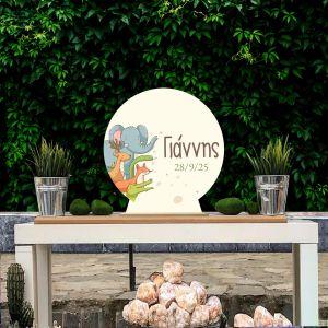 Wooden printed sign, Painted animals of the earth 2