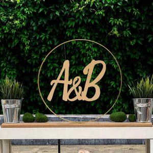 Couple Initials united, wood