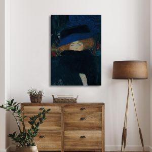 Πίνακας ζωγραφικής Lady with hat and feather boa I Klimt G. Καμβάς τελαρωμένος Όψη 1 2