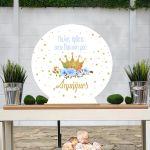 Wooden printed sign, Golden crown and blue roses