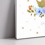 Canvas print Vaptism Golden crown and blue roses