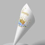 Χωνάκια ζαχαρωτών Χρυσή κορώνα με γαλάζια τριαντάφυλλα