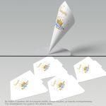 Paper candy cones Golden crown and blue roses