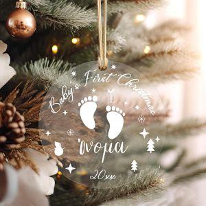 Baby's first Christmas, transparent plexi, personalized