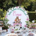 Wooden printed sign, Jeep pink forest animals