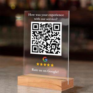 QR Sign, plexiglass transparent, Google review prompt