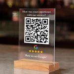 QR Sign, plexiglass transparent, Google review prompt