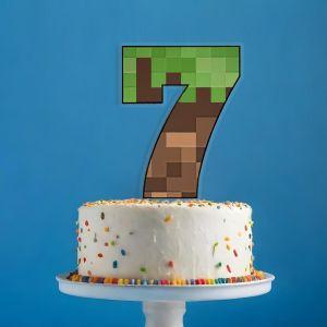 Cake topper Minecraft, number, Printed plexiglass