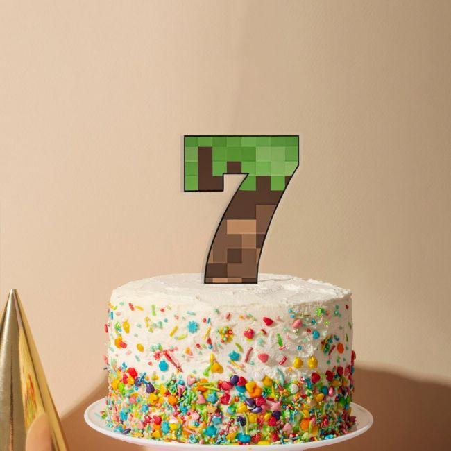 Topper τούρτας, Minecraft, αριθμός, εκτυπωμένο plexi