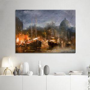 Canvas print Boats, Boats in harbor