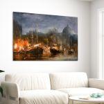 Canvas print Boats, Boats in harbor
