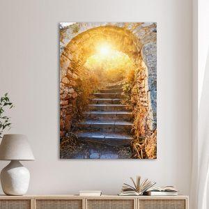 Πίνακας σε καμβά σκαλιά στο Παλαμήδι, Old stone stairways in Palamidi fortress