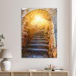 Πίνακας σε καμβά σκαλιά στο Παλαμήδι, Old stone stairways in Palamidi fortress