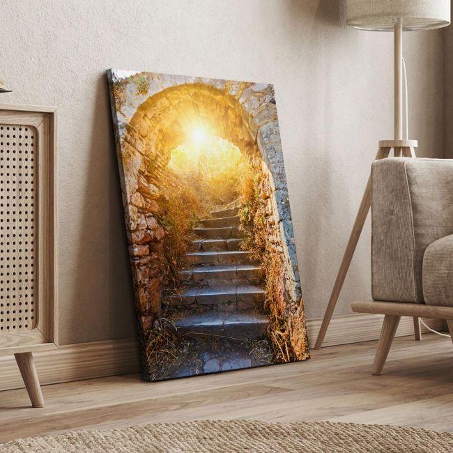 Canvas print Old stone stairways in Palamidi fortress