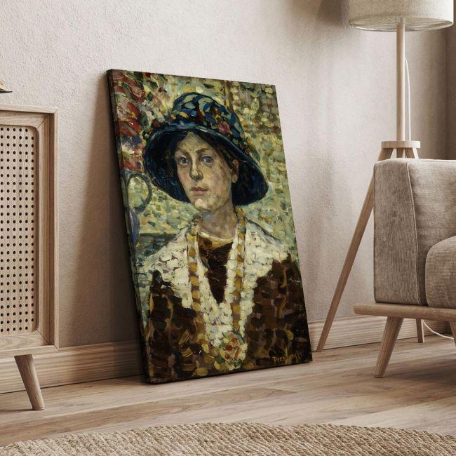 Canvas print Portrait of a girl with flowers, Prendergast M. B.