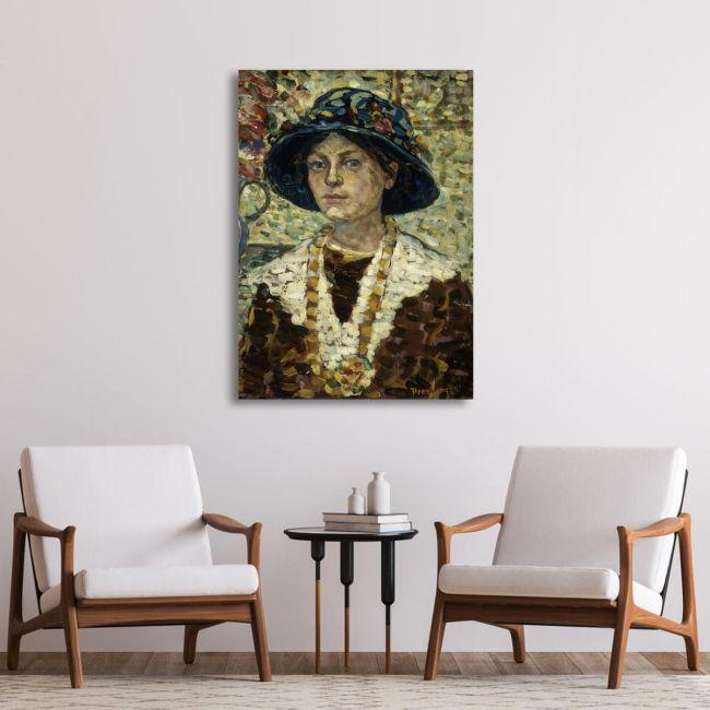 Canvas print Portrait of a girl with flowers, Prendergast M. B.