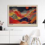 Πίνακας ζωγραφικής Mountains and red sun, reart (original YAYOI Kusama)