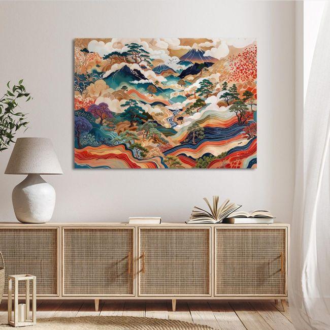 Canvas print Mountains and rivers, reart (original YAYOI Kusama)