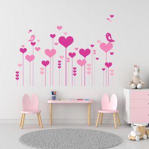 Wall stickers Flowers hearts and birds in love