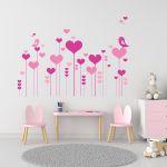 Wall stickers Flowers hearts and birds in love