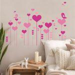 Wall stickers Flowers hearts and birds in love