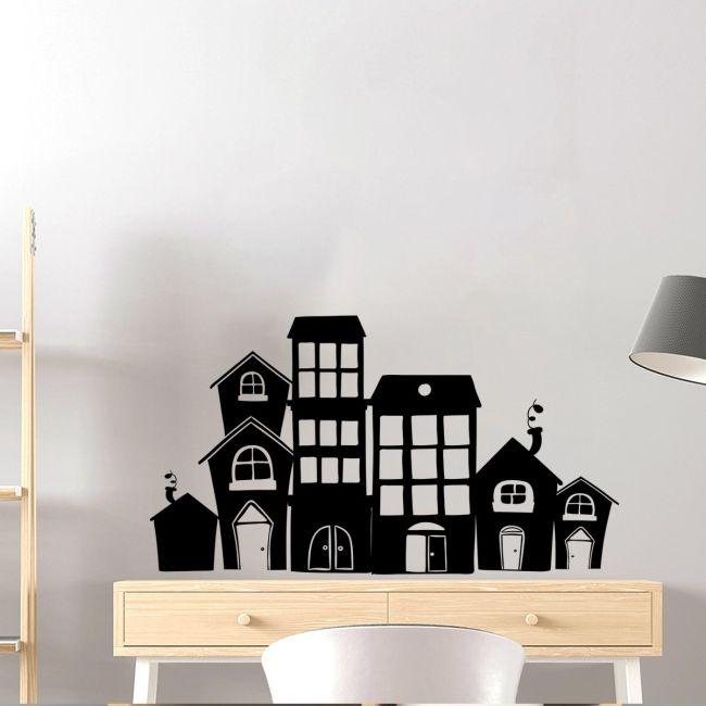 Kids wall stickers Houses in a row, art 3
