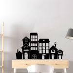 Kids wall stickers Houses in a row, art 3