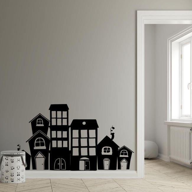 Kids wall stickers Houses in a row, art 3