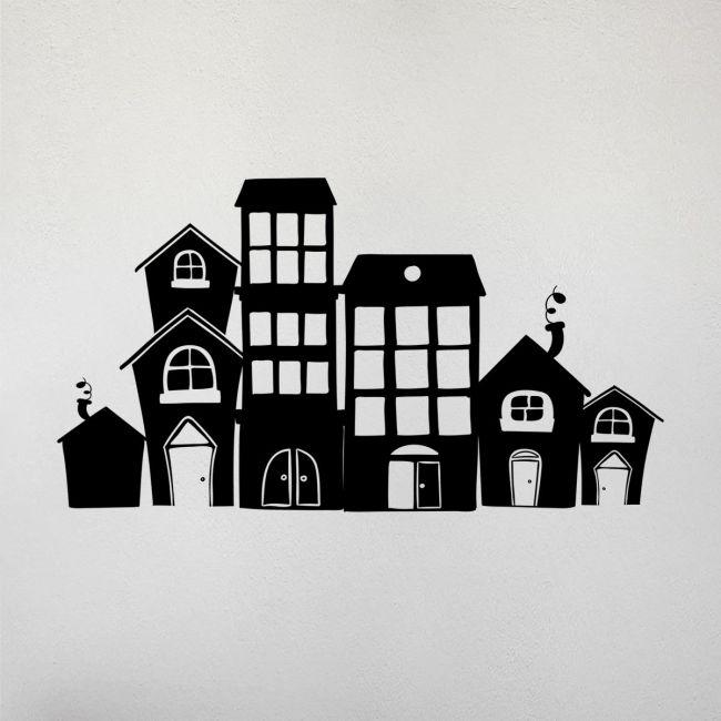 Kids wall stickers Houses in a row, art 3