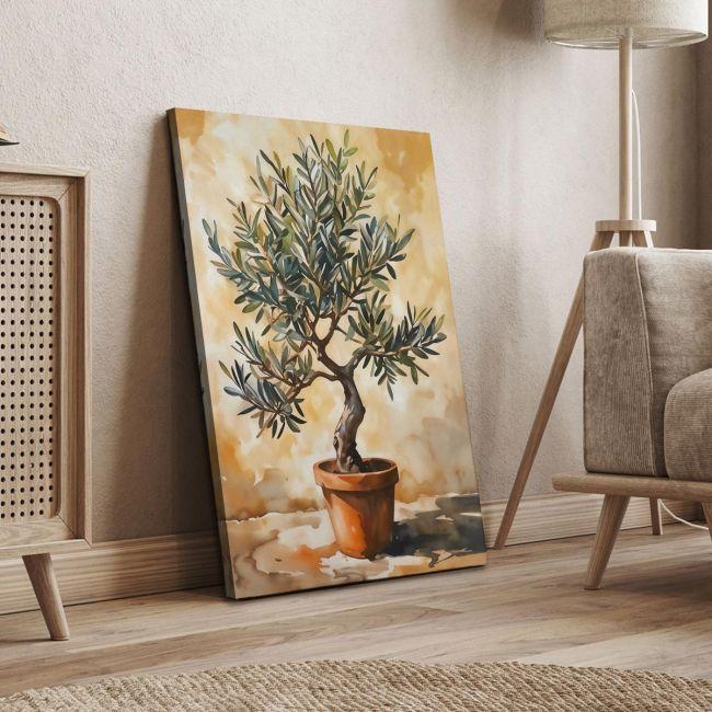 Canvas print Olive tree in a pot