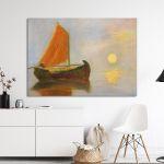 Canvas printFishing boat at sunset, Oikonomou