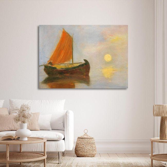 Canvas printFishing boat at sunset, Oikonomou