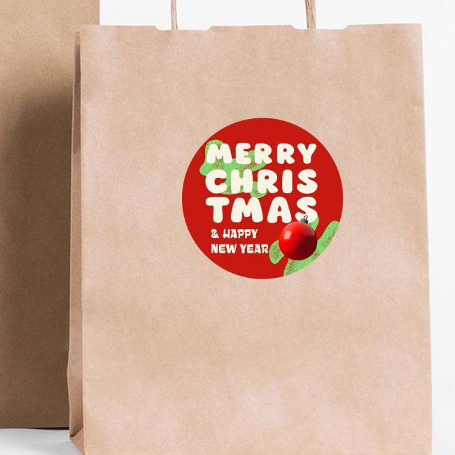 Αυτοκόλλητη Χριστουγεννιάτικη ετικέτα, Merry Christmas 