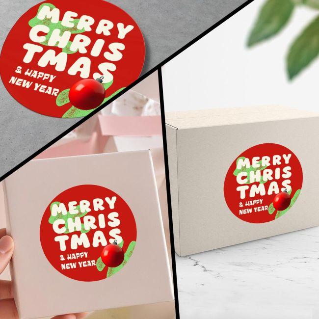 Αυτοκόλλητη Χριστουγεννιάτικη ετικέτα, Merry Christmas 