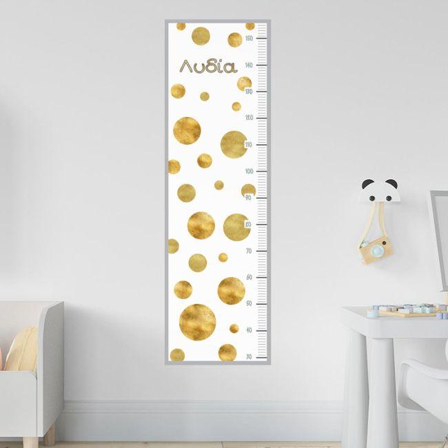 Wall stickers height measure Dots golden texture