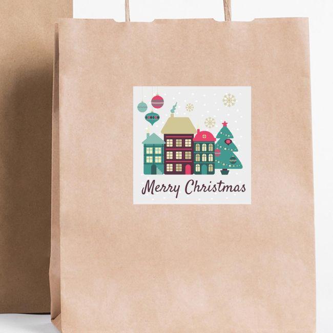 Αυτοκόλλητη Χριστουγεννιάτικη ετικέτα, Merry Christmas art 2