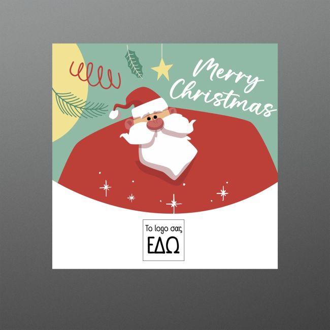 Αυτοκόλλητη Χριστουγεννιάτικη ετικέτα, Merry Christmas με λογότυπο art 2, προσωποποιημένη