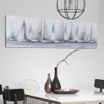 Πίνακας σε καμβά Gray sails I, πανοραμικός