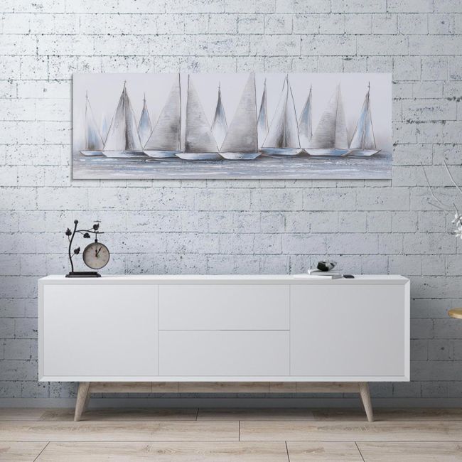 Canvas print Gray sails I, panoramic