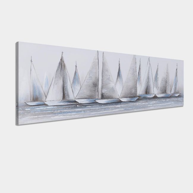 Πίνακας σε καμβά Gray sails I, πανοραμικός
