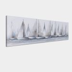 Πίνακας σε καμβά Gray sails I, πανοραμικός