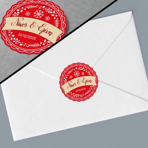 Sticker label watercolor wreath couple names 3