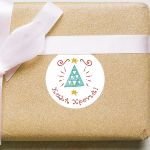 Christmas sticker label, Hand drawn christmas tree