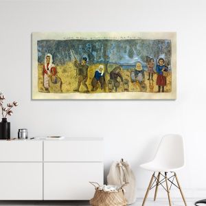 Πίνακας σε καμβά Μάζεμα ελιών, πανοραμικός, Θεόφιλος