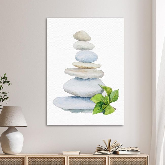 Canvas print Balanced stones in watercolor